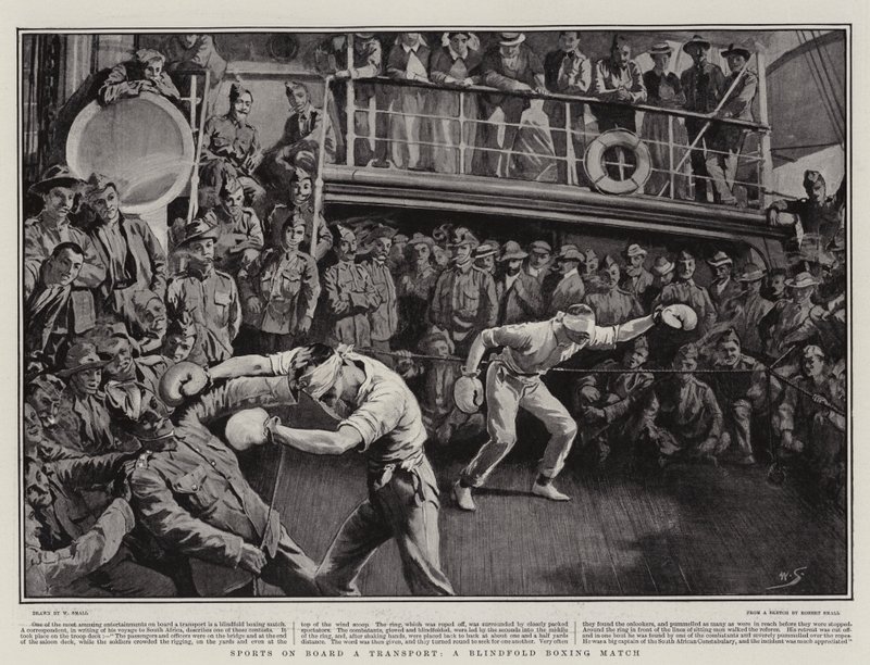 Deportes a bordo de un transporte, un combate de boxeo con los ojos vendados de William Small