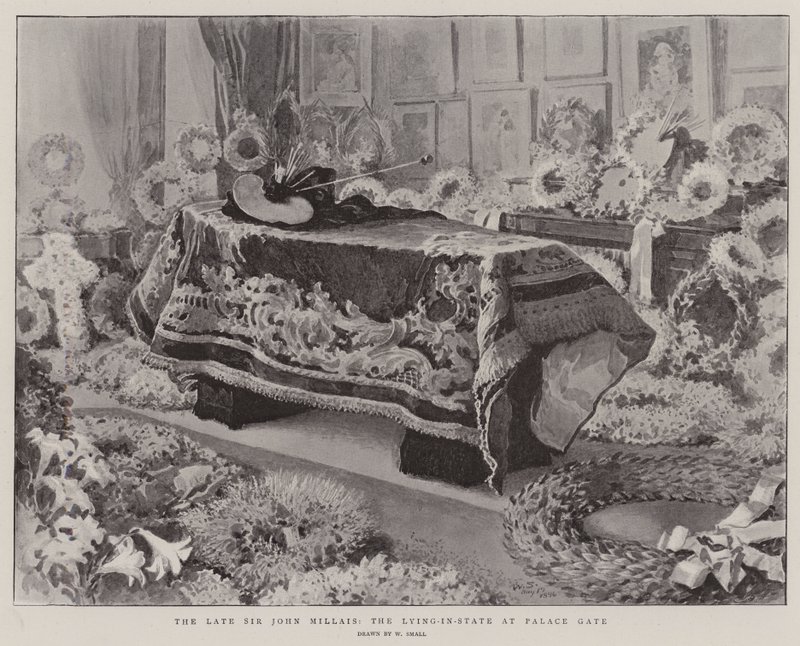 El difunto Sir John Millais, el velatorio en Palace Gate de William Small