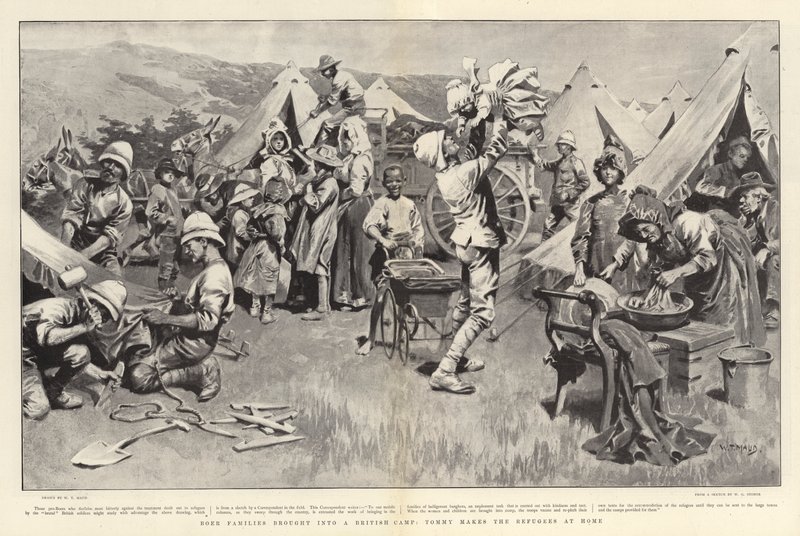 Familias bóer llevadas a un campamento británico, Tommy hace que los refugiados se sientan en casa de William T. Maud