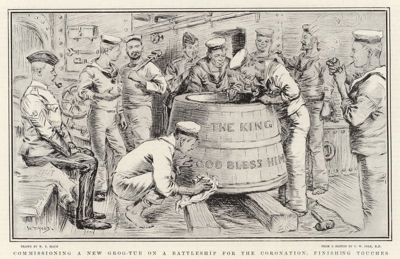 Encargo de una nueva cuba de grog en un acorazado para la coronación, toques finales de William T. Maud