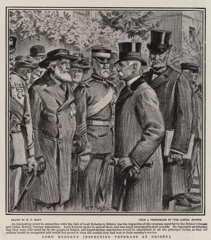 Lord Roberts inspeccionando veteranos en Bristol de William T. Maud