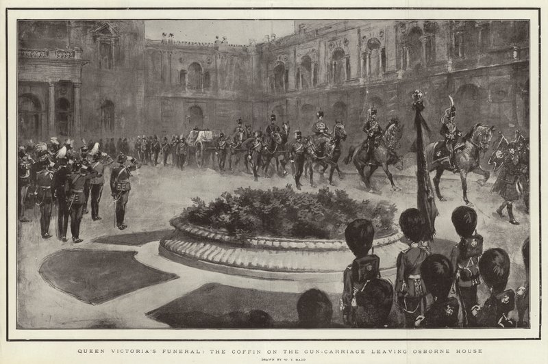 Funeral de la Reina Victoria, el Ataúd en el Carro de Artillería saliendo de Osborne House de William T. Maud