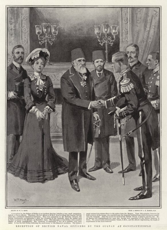 Recepción de oficiales navales británicos por el sultán en Constantinopla de William T. Maud
