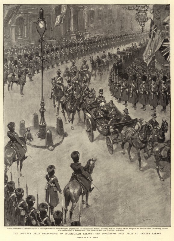 El viaje de Paddington al Palacio de Buckingham, la procesión vista desde el Palacio de St James de William T. Maud