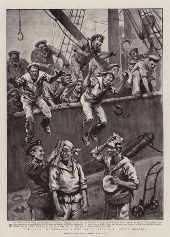 Las maniobras navales, escena en un acorazado después de cargar carbón de William T. Maud