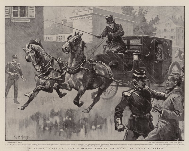 El regreso del Capitán Dreyfus, conduciendo desde La Rablais a la prisión en Rennes de William T. Maud