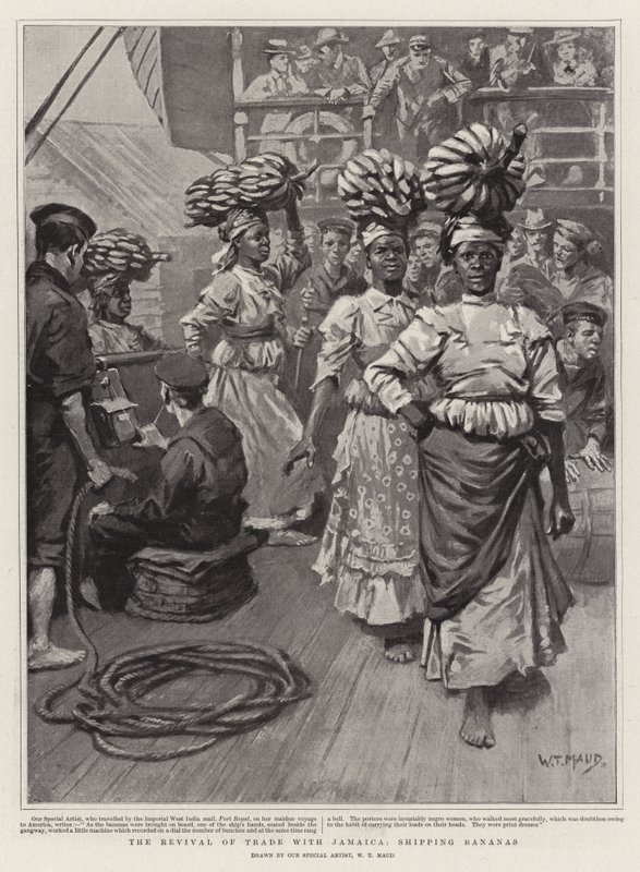 El resurgimiento del comercio con Jamaica, envío de plátanos de William T. Maud