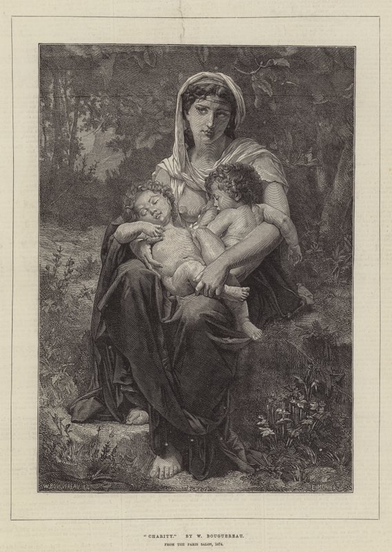 Caridad, del Salón de París, 1874 de William Adolphe Bouguereau