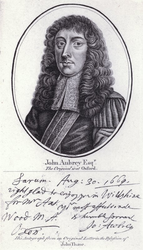 John Aubrey, anticuario inglés, filósofo natural y autor (grabado) de William (after) Faithorne