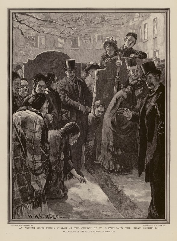 Viernes Santo en la iglesia de San Bartolomé el Grande, Smithfield (grabado) de William (after) Hatherell