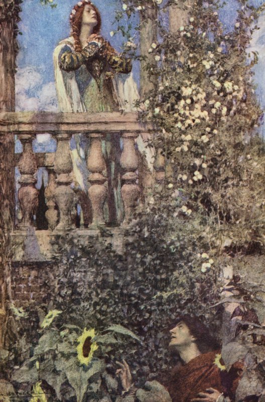 Romeo y Julieta de Shakespeare: Acto II, Escena II (litografía en color) de William (after) Hatherell