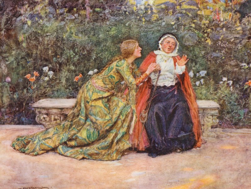 Romeo y Julieta de Shakespeare: Acto II, Escena V (litografía en color) de William (after) Hatherell