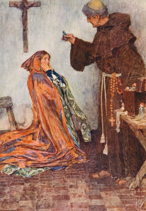 Romeo y Julieta de Shakespeare: Acto IV, Escena I (litografía en color) de William (after) Hatherell
