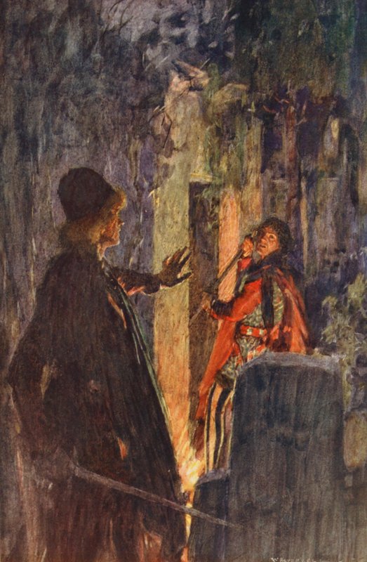 Romeo y Julieta de Shakespeare: Acto V, Escena III (litografía en color) de William (after) Hatherell