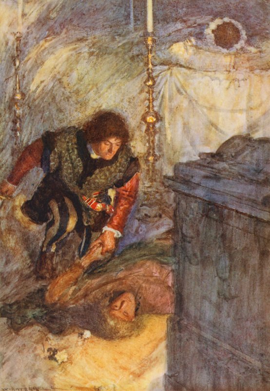 Romeo y Julieta de Shakespeare: Acto V, Escena III (litografía en color) de William (after) Hatherell