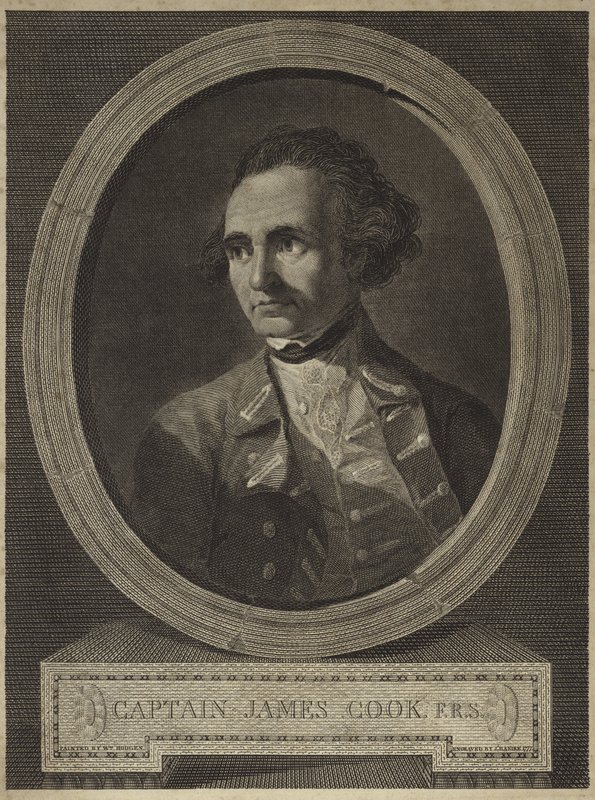 Retrato del Capitán James Cook (grabado) de William (after) Hodges