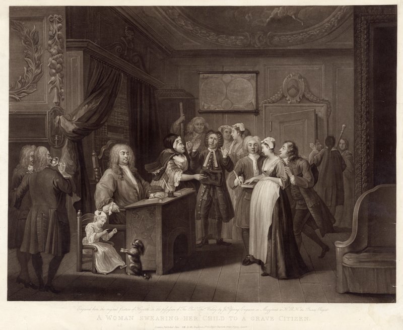 Una Mujer Jurando a su Hijo a un Ciudadano Grave de William (after) Hogarth