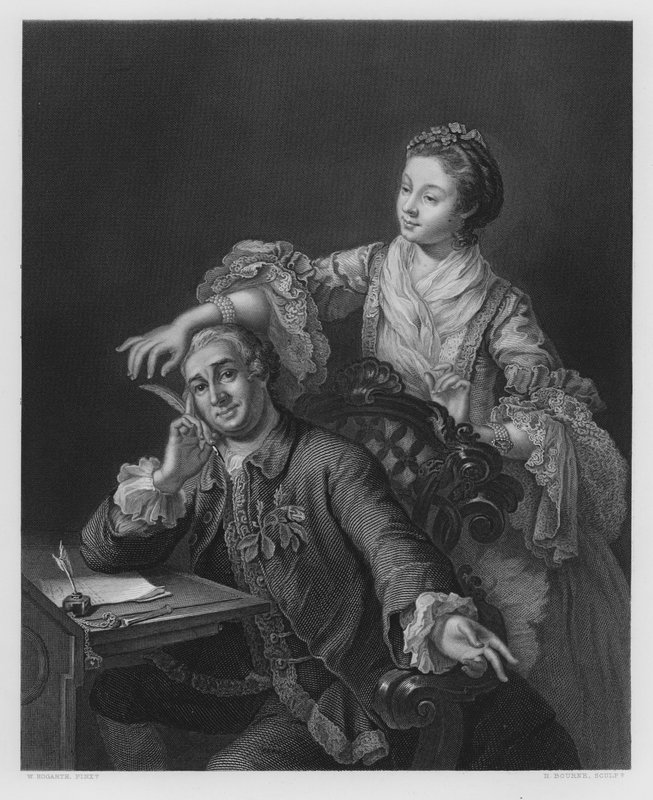 Garrick y su esposa, del cuadro en la Colección Real de William (after) Hogarth
