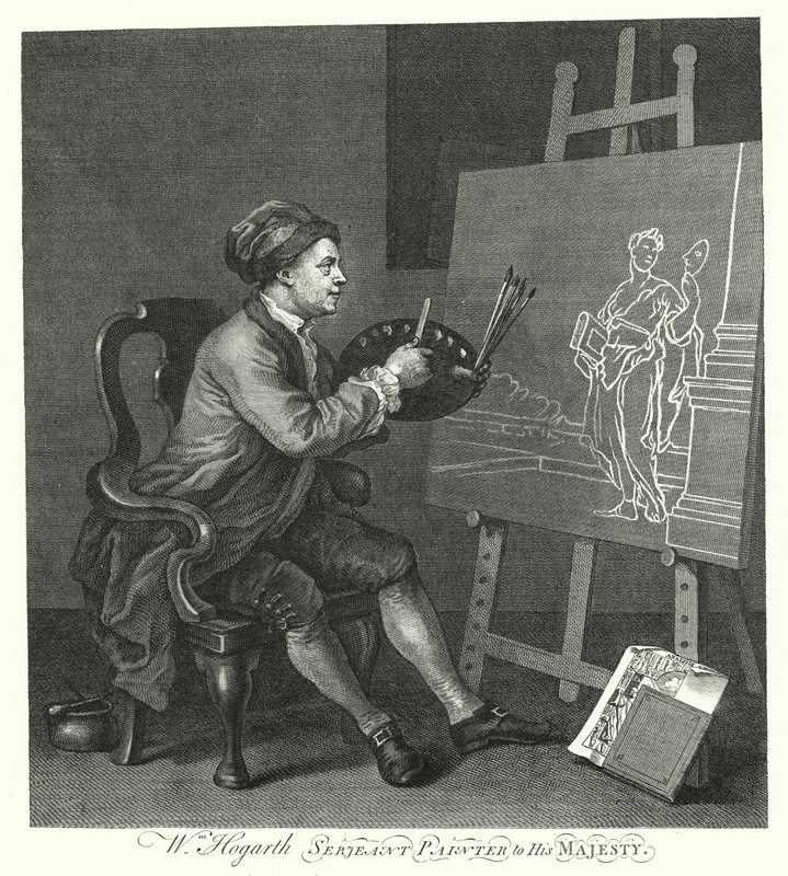 Autorretrato del artista inglés William Hogarth de William (after) Hogarth