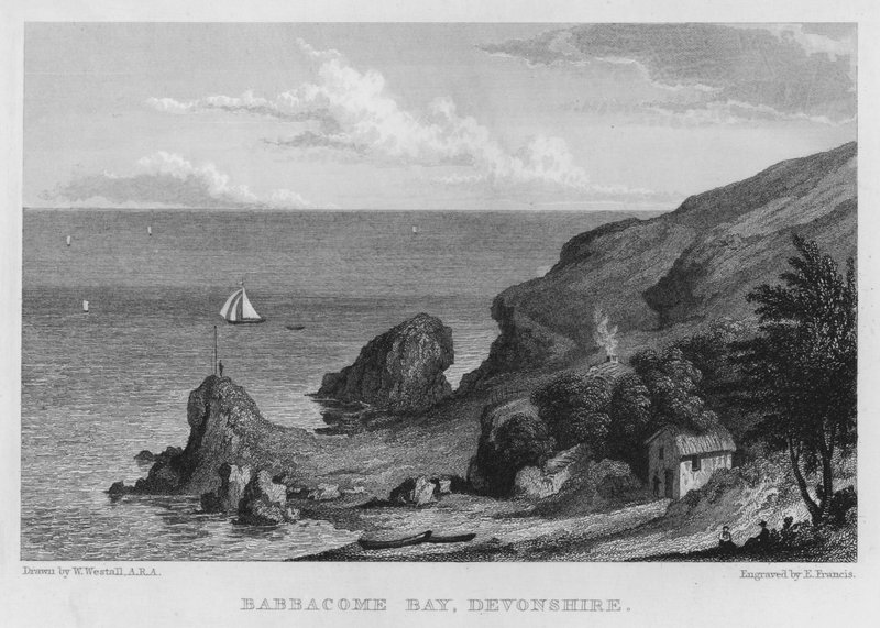 Bahía de Babbacome, Devonshire (grabado) de William (after) Westall