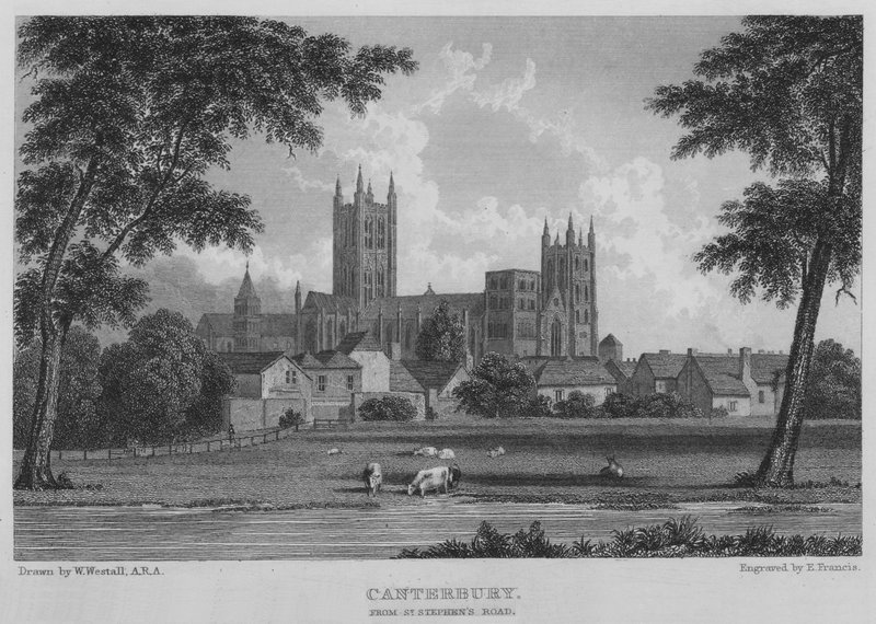 Canterbury, desde la carretera de St Stephen de William (after) Westall