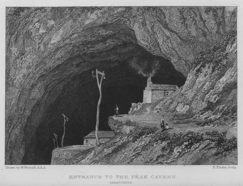 Entrada a la caverna Peak, Derbyshire (grabado) de William (after) Westall