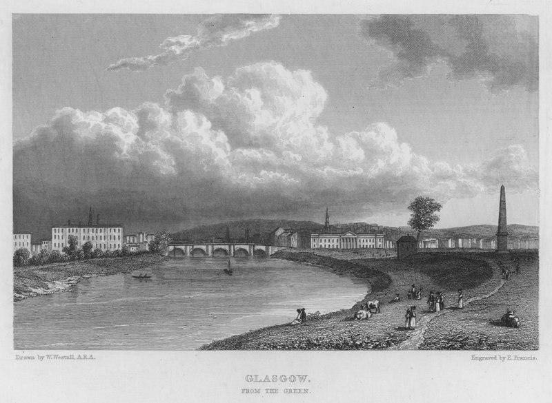 Glasgow, desde el Green (grabado) de William (after) Westall