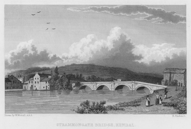 Puente Strammongate, Kendal (grabado) de William (after) Westall