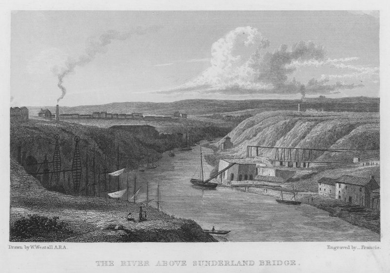 El río sobre el puente de Sunderland (grabado) de William (after) Westall