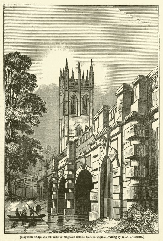 Puente de Magdalen y la Torre del Colegio Magdalen de William Alfred Delamotte