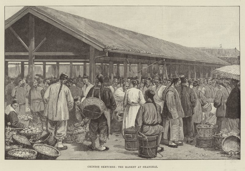 Bocetos chinos, el mercado en Shanghái de William Barnes Wollen