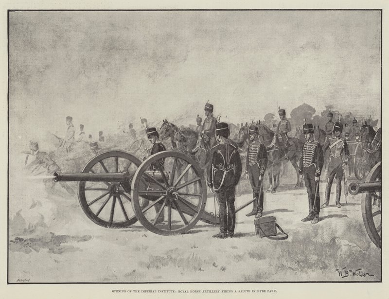 Apertura del Instituto Imperial, Artillería Real a Caballo disparando un saludo en Hyde Park de William Barnes Wollen