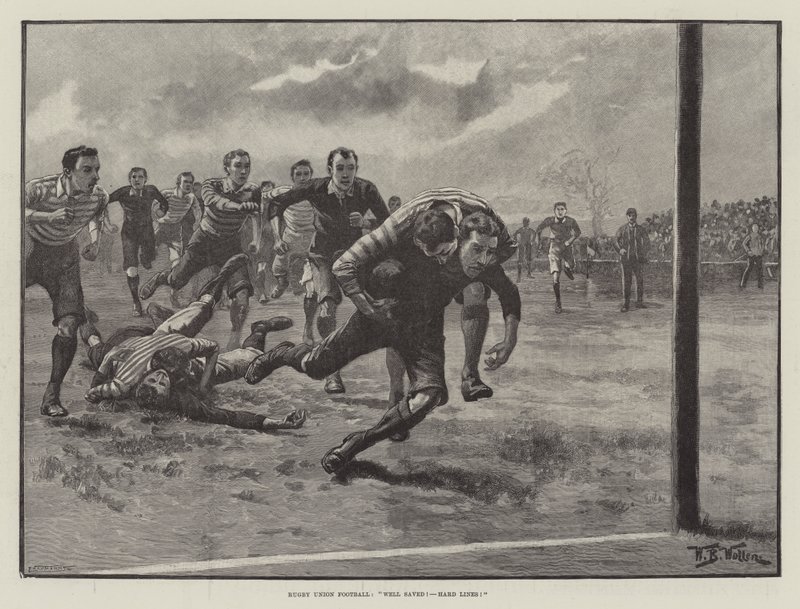 Rugby Union Football, ¡Bien salvado! ¡Líneas difíciles! de William Barnes Wollen
