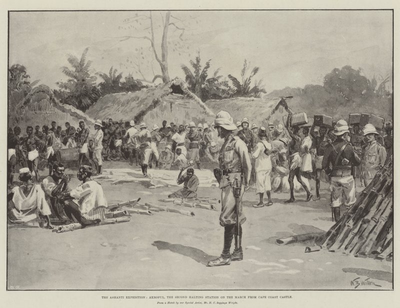 La expedición Ashanti, Akroful, la segunda estación de parada en la marcha desde Cape Coast Castle de William Barnes Wollen