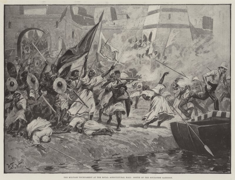 El Torneo Militar en el Royal Agricultural Hall, Salida de la Guarnición Sudanesa de William Barnes Wollen