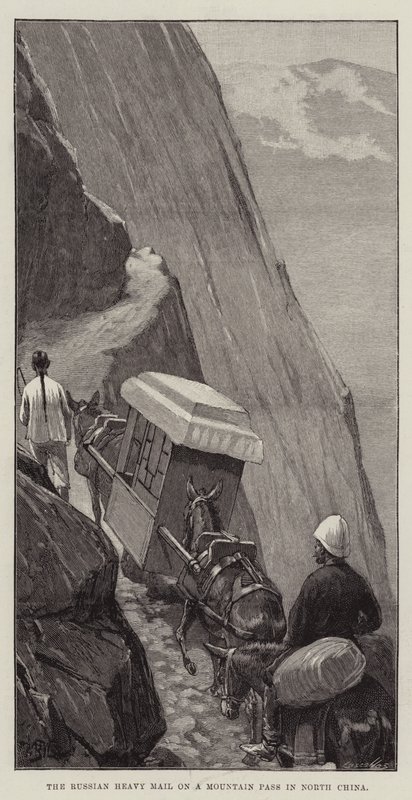 El correo pesado ruso en un paso de montaña en el norte de China de William Barnes Wollen