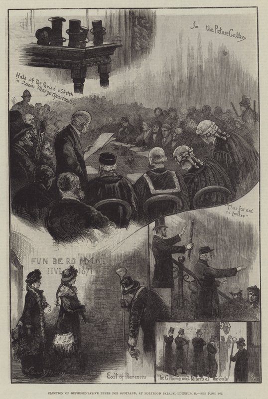 Elección de pares representantes para Escocia, en el Palacio de Holyrood, Edimburgo de William Bazett Murray