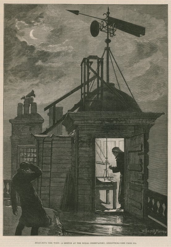 Midiendo el viento; Un boceto en el Observatorio Real de Greenwich de William Bazett Murray