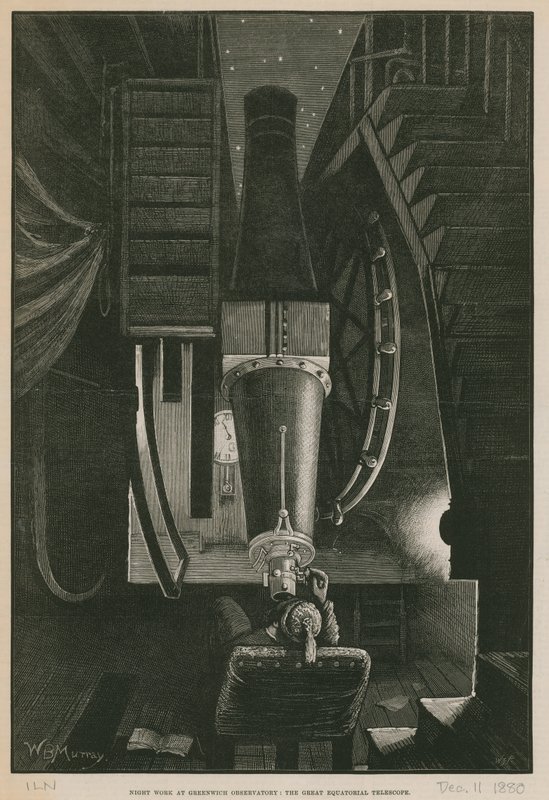 Trabajo nocturno en el Observatorio de Greenwich; El gran Telescopio Ecuatorial de William Bazett Murray