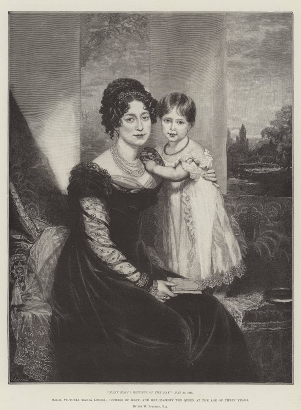 SAR Victoria María Luisa, duquesa de Kent, y Su Majestad la Reina a los tres años de William Beechey