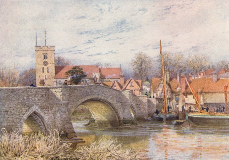 Puente de Aylesford (litografía en color) de William Biscombe Gardner