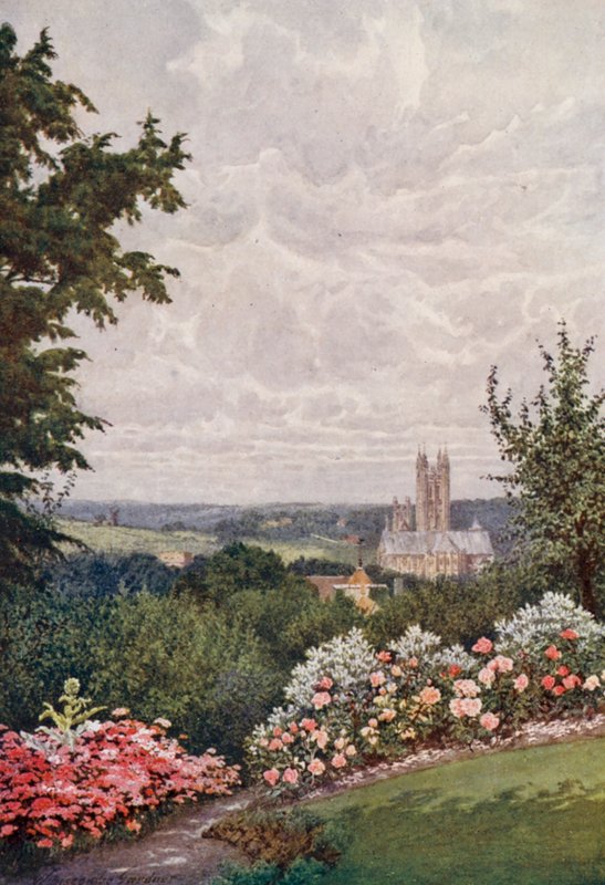Catedral de Canterbury, torre de la iglesia de San Martín y Harbledown (litografía en color) de William Biscombe Gardner