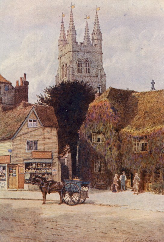 Church and Woolpack Hotel, Tenterden (litografía en color) de William Biscombe Gardner