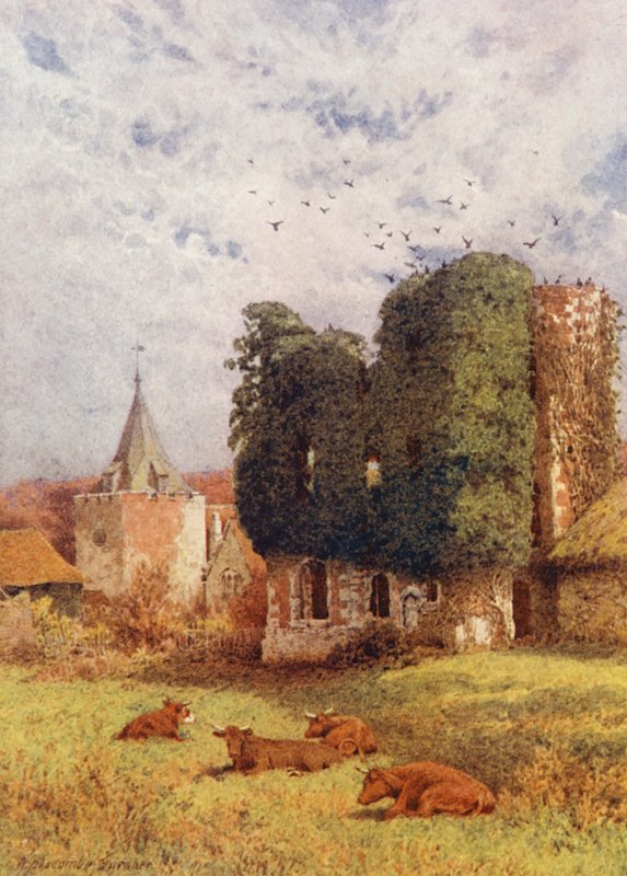 Castillo e iglesia de Otford (litografía en color) de William Biscombe Gardner
