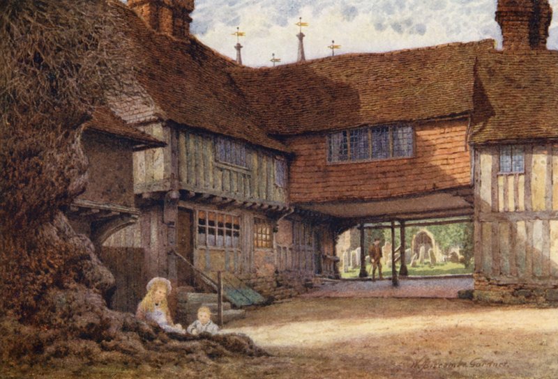 The Lych Gate, Penshurst (litografía en color) de William Biscombe Gardner