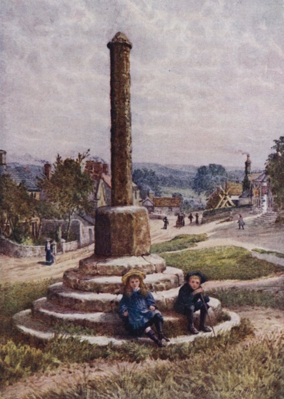 La Vieja Cruz, Great Longstone (litografía en color) de William Biscombe Gardner