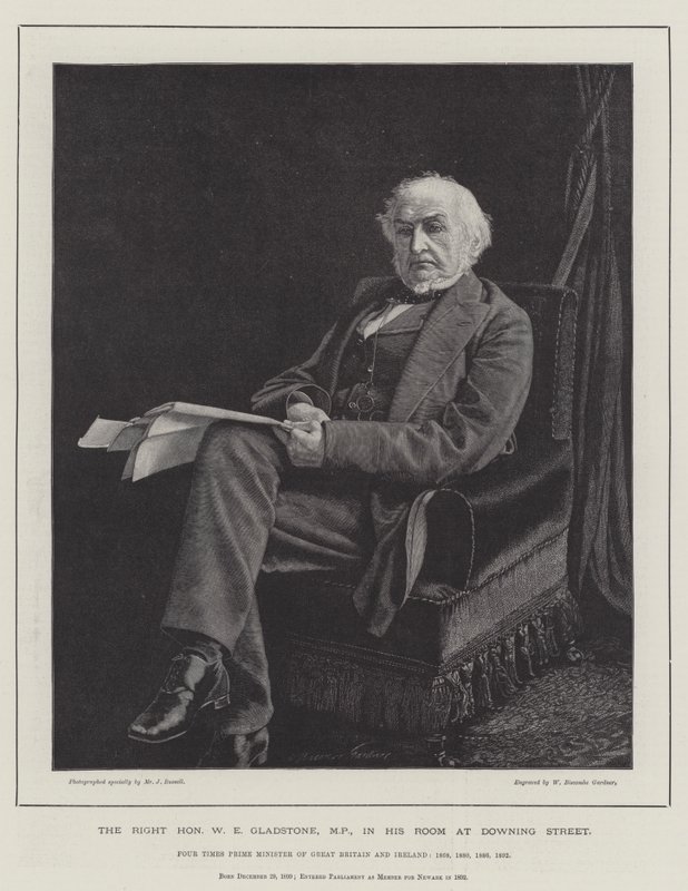 El Muy Honorable W E Gladstone, MP, en su Habitación en Downing Street de William Biscombe Gardner
