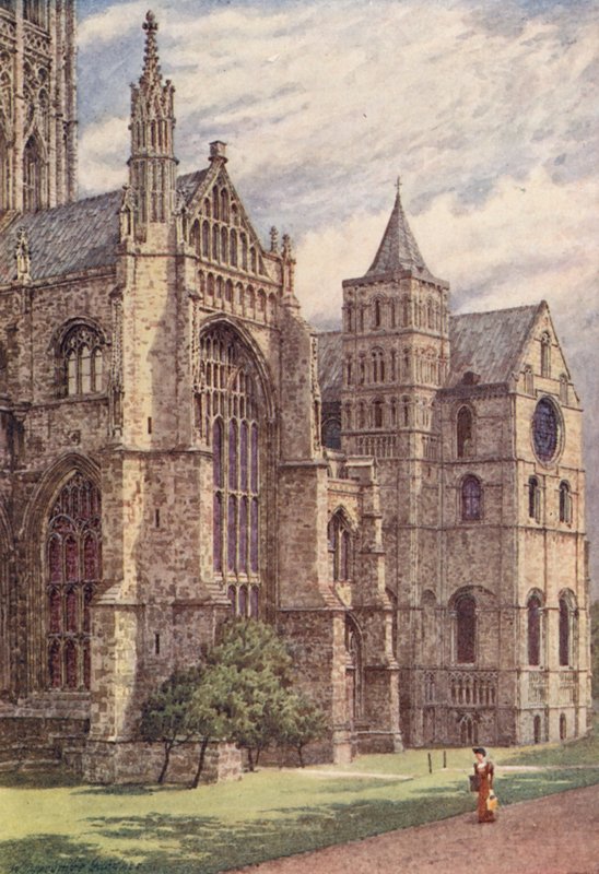 El lado sur de la catedral de Canterbury (litografía en color) de William Biscombe Gardner