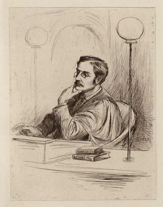 Joseph Shield Nicholson, Profesor de Economía Comercial y Política y de Derecho Mercantil (grabado) de William Brassey (after) Hole