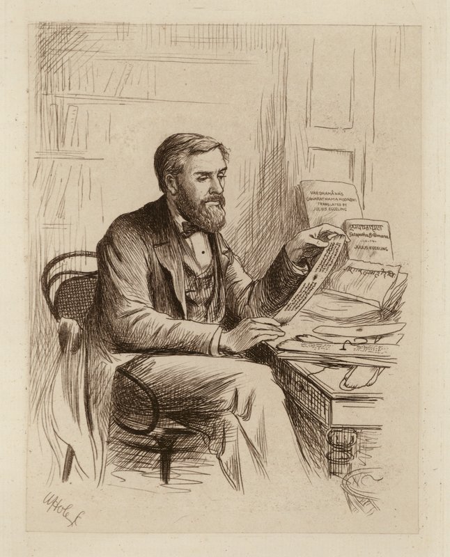 Julius Eggeling, profesor de sánscrito y filología comparada (grabado) de William Brassey (after) Hole